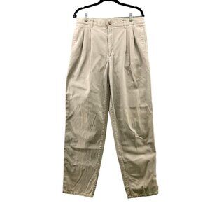 Vintage Boston Bay Mens Pleated Front Relaxed Khaki Chino Pants Size 33 x 32